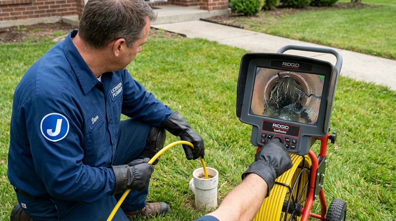 Sewer camera inspection being performed by Johns Plumbing LLC in Montgomery